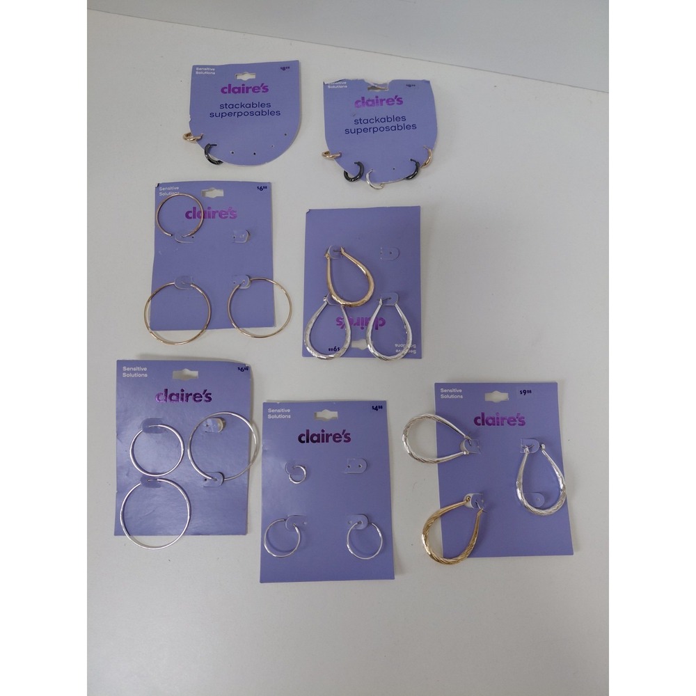 Incomplete Sets HUGE LOT Claire's Hoop Earrings 8 Full Pairs NWT